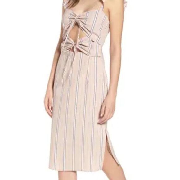 Wayf Dresses & Skirts - Wayf Verona Cutout Midi Dress in Coral Stripe - XL approximately